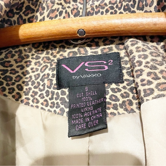 Vintage Y2K Animal Print Leather Blazer Jacket Small Mob Wife Leopard Cheetah - Picture 3 of 10